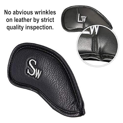 Craftsman Golf 12pcs Thick Synthetic Leather Golf Iron Head Covers Set Headcover fits All Brands Callaway Ping Taylormade Cobra Etc.
