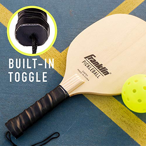 Franklin Sports Wooden Pickleball Paddle + X-40 Pickleball Set - Includes (4) Wooden Paddles and (4) Balls - USA PICKLEBALL APPROVED X-40 BALLS
