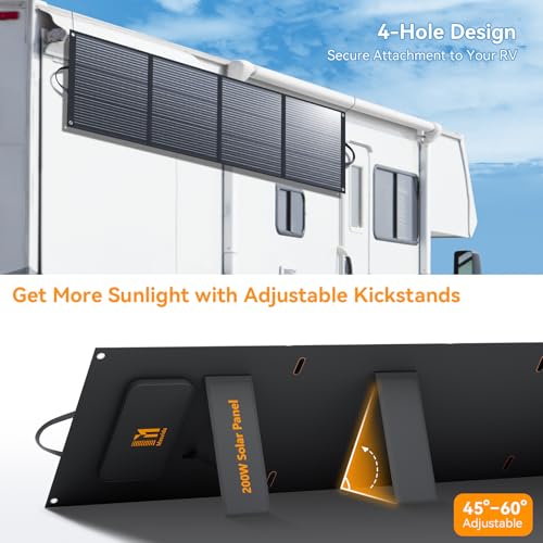 MESUVIDA 200 Watt Portable Folding Solar Panels IP68 Waterproof ETFE Coating 24V MC4 Output for Power Stations Solar Generator Camping Off-Grid RV Emergency Backup Hurricane