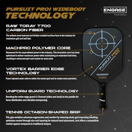 Widebody Pro1 Pursuit | Carbon Fiber Raw by Engage Pickleball