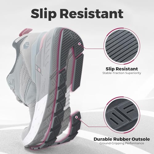 FitVille Womens Wide Width Sneakers Extra Wide Walking Shoes for Women for Flat Foot Plantar- Rebound Core V9 (7.5 X-Wide, Dove Grey)
