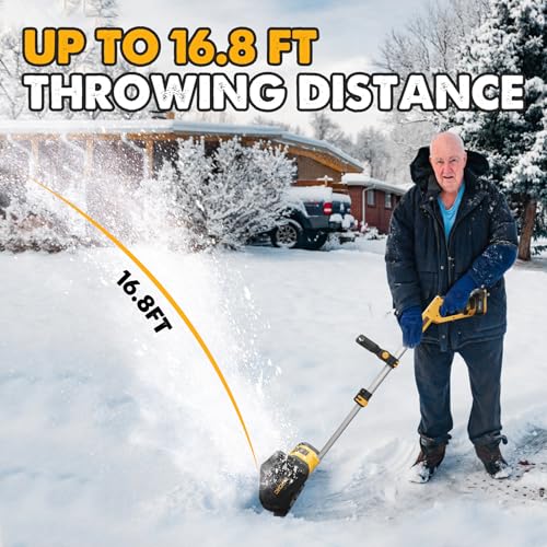 DEVONIC Cordless Snow Shovel & Snow Blower 20V Electric | Lightweight Powerful Battery Snow Shovel with Adjustable Front Handle&Telescopic Pole | Fast Clearing for Driveway, Sidewalk & Patio