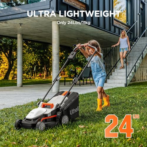 Litheli Cordless Lawn Mower 13 Inch, U20 Handy+ 20V Electric Lawn Mowers for Garden, Yard and Farm, 5 Heights Adjustment, Light Weight,4.0Ah Portable Battery Included