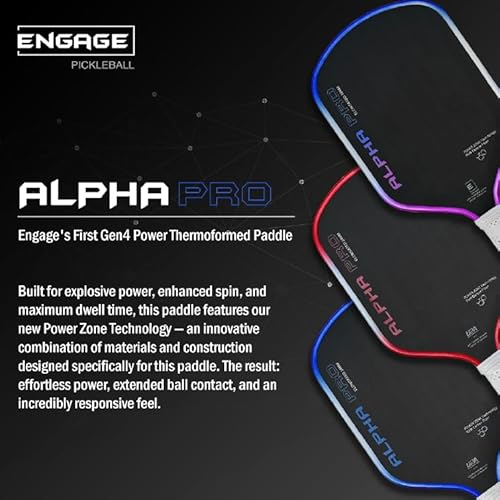 Engage Pursuit Alpha Pro 14mm Pickleball Paddle - Royal Blue | Raw Carbon Fiber Face, 8.0 oz Elongated Speed Paddle for Aggressive Play