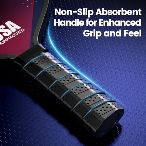 Pickleball Paddles Set of 2, USAPA Approved Fiberglass Pickle Ball Paddles with 4 Pickle Balls, Durable &Lightweight Racket for Beginners, Pros, Men, Women, Adults, Kids (Mix2)
