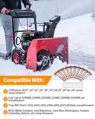 10 PCS Pairs Shear Pins and Cotter Pins for Snowblower, Upgraded Shear Pins Replacement Parts for 738-04124 714-04040, Compatible with MTD Craftsman Cub Cad Troy Bilt SnowBlowers