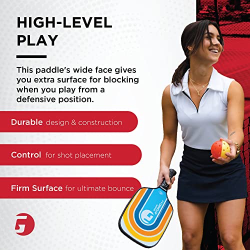 Gamma Sports 5.0 Pickleball Paddle, Graphite Pickleball Paddle with Polypropylene Core and Honeycomb Grip, Blue and Orange, 4 (1/4)