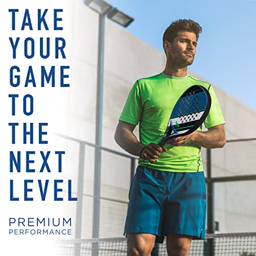 Franklin Sports Padel Racket - Aurora - Carbon Fiber Diamond Shape Padel Paddle with Foam Core + MAX Grit Surface - Pop Tennis Racket - 365g - Premium for Intermediate + Advanced Players - Blue