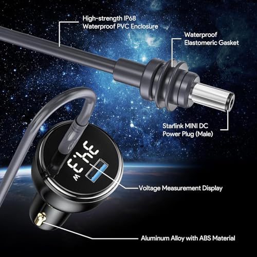 ELUTENG Starlink Mini Cable 16FT DC Power Cable + Starlink Cigarette Lighter Adapter 12V Car Adapter Power Cable 18AWG Waterproof Cigarette Lighter to DC Cord 12V-24V for Starlink Mini Accessories