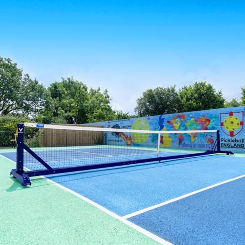 Vermont 360° Freestanding Pickleball Posts [IFP Regulation] – Ultra-Durable, Lightweight & Portable Aluminium Pickleball Paddle Tennis Net Sets (Pickleball Net and Posts, Blue, with Weights)