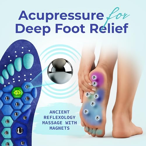 Akusoli Insoles for Men, Work Boots Mens Insoles, Shock Absorbing Inserts, Flat Feet Support, Magnetic Insole Women Standing All Day, Plantillas para Botas de Trabajo, Mens Gifts L/XL W 10–12 M 8–13