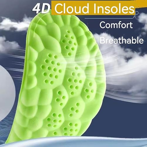 2 Pairs Insoles for Women Men - U-Shape Memory Foam Insoles - Super Soft 4D Cloud Insole for Anti Fatigue, Shock Absorption, Foot Pain Relief (Green, Men: US 8-11)