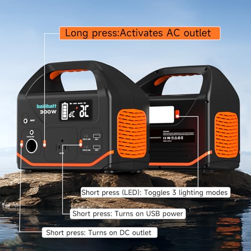 Portable Power Station, 266wh Power Generator 300W Lithium Battery, Power Station for Camping, Home Use, Outdoor, Emergency Backup With 110V Pure Sine Wave AC Outlet