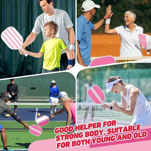 Sprypals Pink Pickleball Paddles, USAPA Approved Pickleball Set of 4 with 4 Pickleball Balls & 1 Carry Bag Premium Wooden Cute Pickle Ball Paddles Rackets Ergonomic Cushion Grip Gifts for Women Youth
