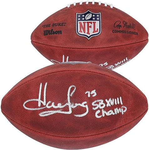 Howie Long Oakland Raiders Autographed Duke Full Color Football with "SB XVIII Champ" Inscription - Autographed Footballs