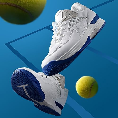 FitVille Men‘s Wide Pickleball Shoes All Court Tennis Shoes with Arch Support for Plantar Fasciitis (White, 10.5 Wide)