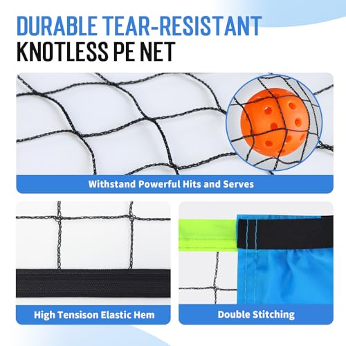5ft / 10ft / 12.5 ft Mini Pickleball Net for Driveway Backyard with 3 Pickleballs, Carry Bag, Chalks, Portable Half Court Small Pickleball Net for Adults Kids Beginners Pros (Blue, 12.5ft)