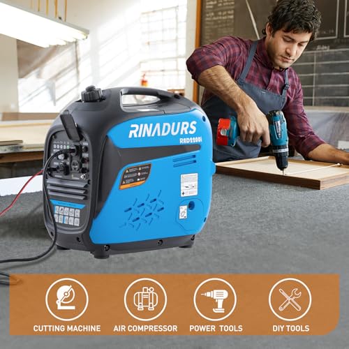 RINADURS 2200 Watt inverter generator, quiet and portable, suitable for home backup power, outdoor camping, and construction sites.EPA Compliant