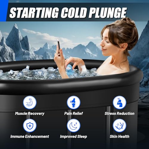 Upgrade XXL 150 Gal Cold Plunge Ice Bath Tub, Large Size for Athletes Up to 6'5'' Tall, Portable for Cold Water Therapy Recovery, Insulated Multi Layered Ice Bath Barrel for Indoor Outdoor Gym