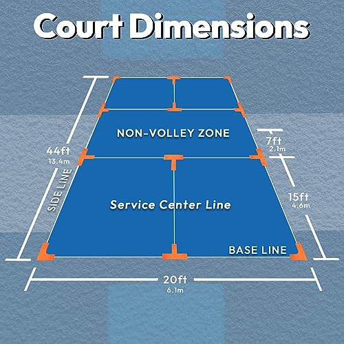 A11N Pickleball Court Marking Kit - Throw Down Markers with 33ft Long Tape Measure, Chalk and Carrying Bag, Neon Orange