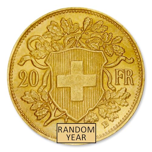 1897-1935 (Random Year) CH Swiss Gold Helvetia Coin About Uncirculated with Certificate of Authenticity 20 Francs AU
