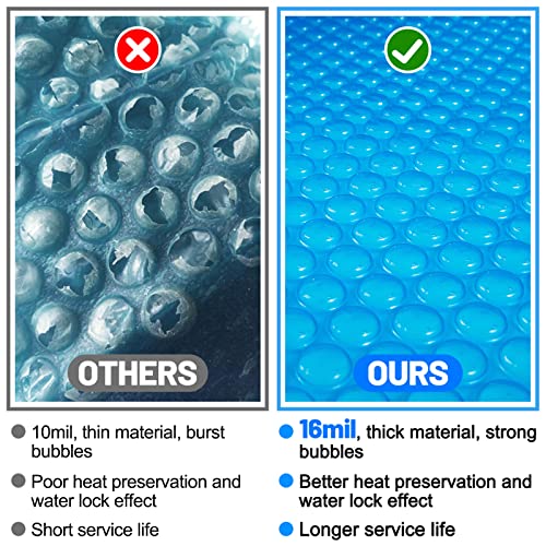Spa and Hot Tub Cover - 7 × 7 FT 16-mil Square Hot Tub Thermal Insulation Solar Blanket Bubble Cover, 210 × 210 CM