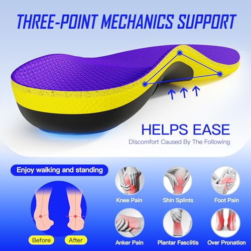 2026 Heavy Duty Support Pain Relief Orthotics - 250+ lbs Plantar Fasciitis High Arch Support Insoles for Men Women, Flat Feet Orthotic Insert, Work Boot Shoe Insole, Absorb Shock with Every Step