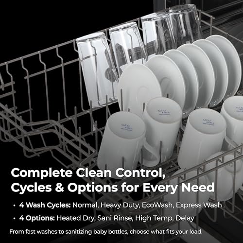 Kenmore 24" Premium Hybrid Tub Dishwasher - UltraWash, MoreSpace Adjustable Rack, High Temp & SmartWash - 12 Place Settings - 54 DBA - ENERGY STAR Certified - Fingerprint Resistant Stainless Steel