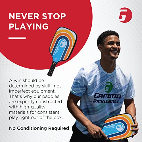 Gamma Sports 5.0 Pickleball Paddle, Graphite Pickleball Paddle with Polypropylene Core and Honeycomb Grip, Blue and Orange, 4 (1/4)