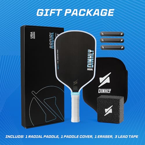 DINKLY Radial Pro Pickleball Paddle, T700 Raw Carbon Fiber Thermoformed with Foam Injected Walls, USAPA Approved Pickle Ball Racket, Engineered for Maximum Spin & Consistency (16mm Hybrid)