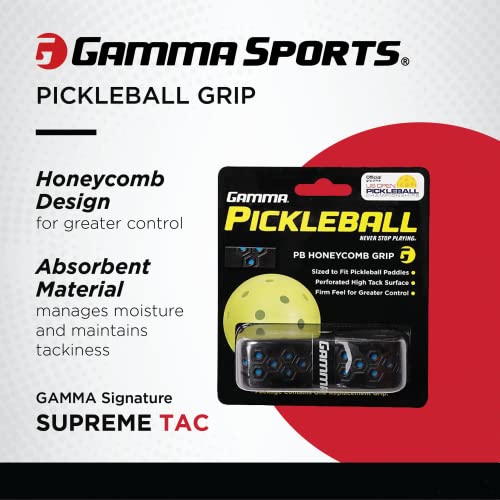 Gamma Honeycomb Cushion Grip for Pickleball Paddles, Moisture-Wicking Pickleball Replacement Grip, Premium Pickleball Equipment for Practice and Games