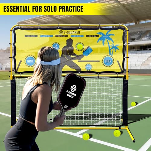 G-SQAURED 6X6Ft 2 in 1 Pickleball Rebounder Net - Adjustable Angle Training System & Standard Game Net, Durable Iron Frame with 28KG Tension Ropes for Backyard Practice