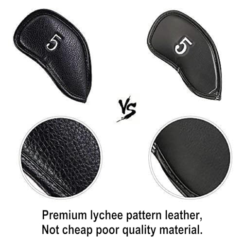 Craftsman Golf 12pcs Thick Synthetic Leather Golf Iron Head Covers Set Headcover fits All Brands Callaway Ping Taylormade Cobra Etc.
