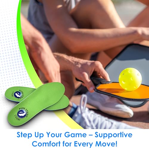 Pure Stride Pickleball & Tennis Court Orthotics – Full-Length Foot Support for Plantar Fasciitis, Heel Pain, Metatarsalgia – Arch Relief for Men & Women – Athletic Shoe Comfort, Men's 13-13.5
