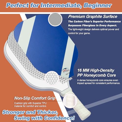 Picklebal Paddle Carbon Fiber, Womens Pickle Ball Paddle USAPA Approved Single Lightweight Pickleball Paddle with Cover Graphite Pickleball Paddle with Premium Grip & Handle