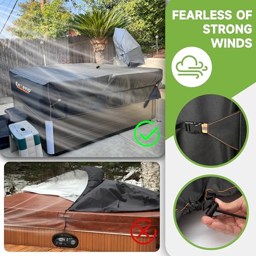 Enzeno Outdoor SPA Hot Tub Cover Waterproof Square 86 x 86 inch fit 84 x 84 or 83 x 83 or 82 x 82 or 7 ft x 7 ft 420D Heavy Duty Cub Hot Tub Lid Protectors Protective Cover Cap