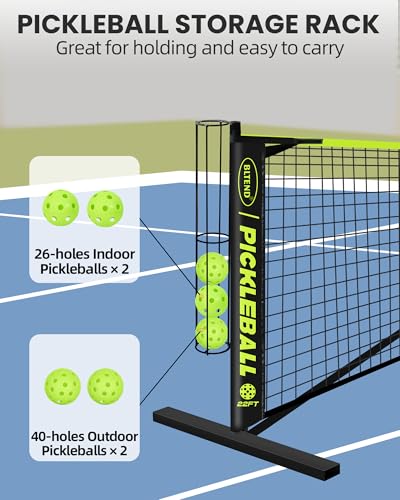 Bltend Pickleball Set - 22FT Regulation Size Portable Net, 4 Pickle Balls, Court Marker, Carry Bag and Tape Measure - Indoor Outdoor Driveway Gifts