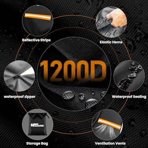 HICOVER Snow Blower Cover - 1200D Snowblower Covers Heavy Duty Waterproof Zipper Reflective Strips Universal Fit for EGO, Honda, Ryobi, Cub Cadet, Ariens, Troy Bilt, Snow Joe, Toro and PowerSmart