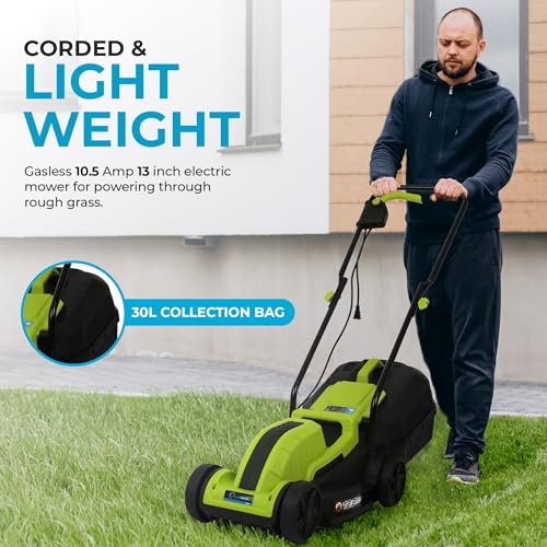 Simpli-Magic Lawn Mower, 13Inch Electric Lawn Mower Corded, 1300W Electric Powered, 3-Position Height Adjustment