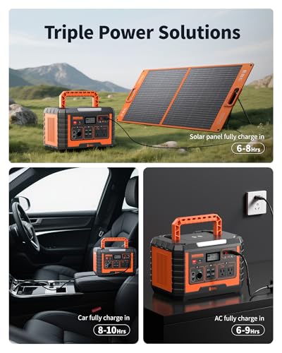 EBL Portable Power Station 1000W, 999Wh Solar Generator 2000W Peak, AC/Wireless Charging/60W USB-C Output, Lithium Battery for Emergency, Home Backup, Camping, RV, Off-Grid Living