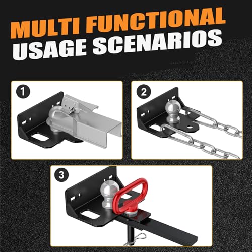 Upgraded Zero Turn Lawn Mower Hitch with 2" Hitch Ball & Hitch Pin, 6mm Thicker Heavy Duty Steel Bolt On Trailer Hitch, Compatible with Many Models Lawn Mower, Tractor, Trailer, Golf Cart, ATV Etc.