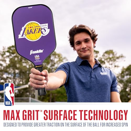 Franklin Sports NBA Los Angeles Lakers Pickleball Paddle - Official NBA Team Rackets - USAP (USAPA) Approved Premium Quality Pickleball Paddles - Authentic Team Logos + Colors