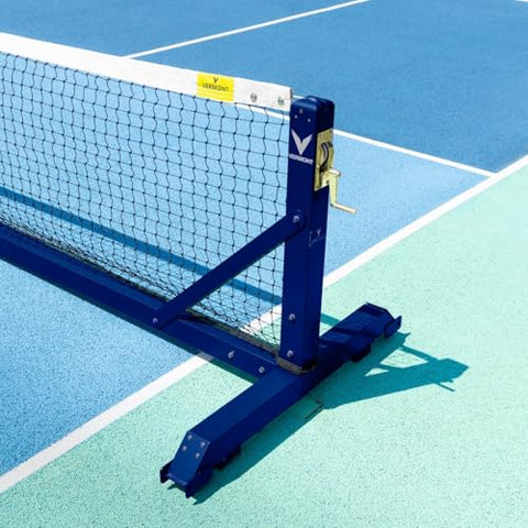 Vermont 360° Freestanding Pickleball Posts [IFP Regulation] – Ultra-Durable, Lightweight & Portable Aluminium Pickleball Paddle Tennis Net Sets (Pickleball Net and Posts, Blue, with Weights)