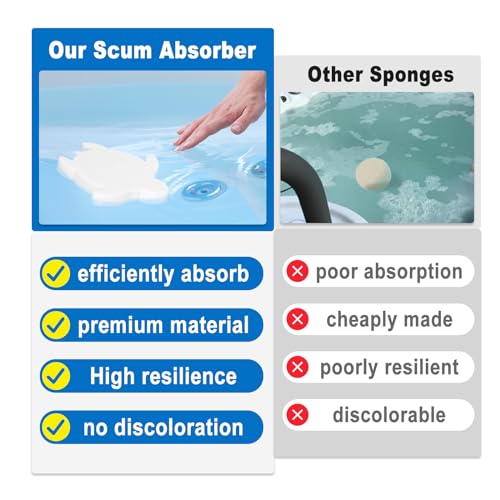 HOICATED Spa Scum Absorber for Hot Tub Oil Absorbing Sponge for Inflatable Hot Tub Swimming Pool Hot Tub Waterline Clean Pool Maintenance Accessories 2 Pack