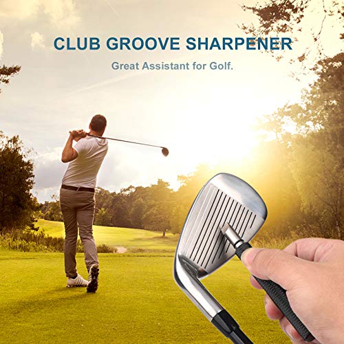 Bulex Golf Club Groove Sharpener, Re-Grooving Tool and Cleaner for Wedges & Irons - Generate Optimal Backspin - Suitable for U & V-Grooves, Black