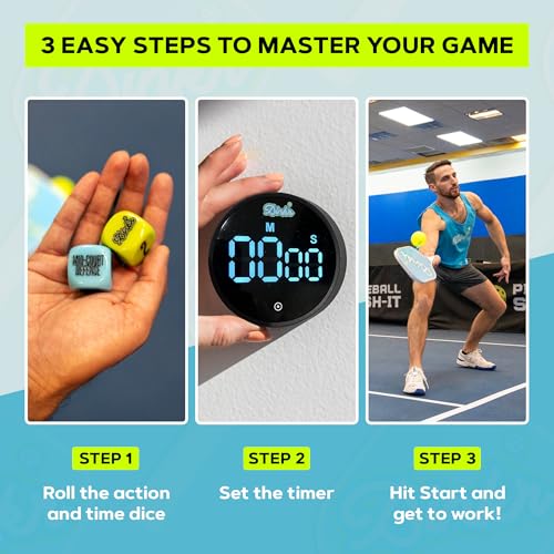 Dink'r Pickleball Timer for Games, Drills & Tournaments | Magnetic Court Timer + Free Drill Dice & Case