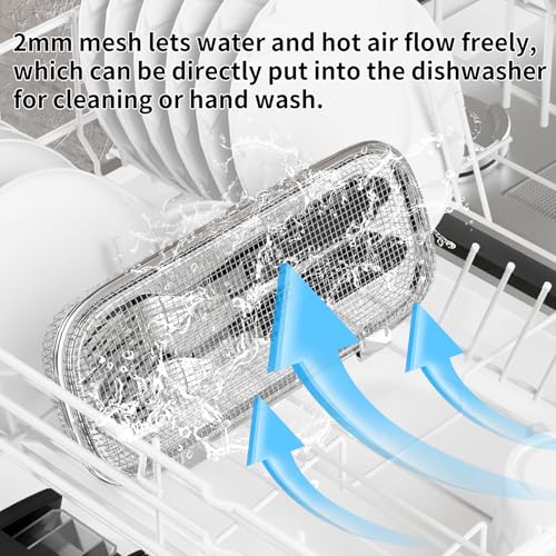 Dishwasher Basket, Basket for Dishwasher, Stainless Steel Dishwasher Silverware Basket, Replacement Dishwasher Accessories Rectangular Mesh Drain Dishwasher Basket for Small Items Kitchen (Large)