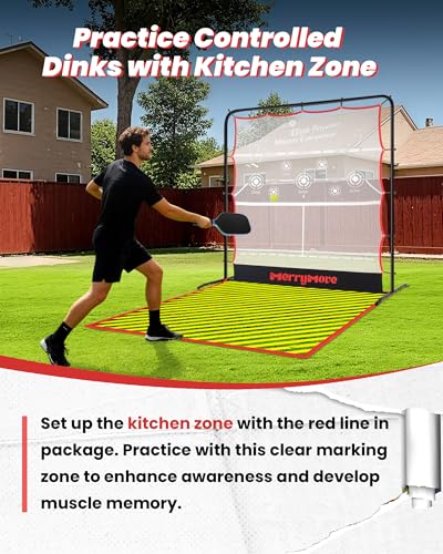 MerryMove Pickleball Rebounder Practice Net: 6FT Strong Metal Frame Pickleball Trainer Net, Portable for Outdoor Driveway Backyard and Indoor Garage Training Rebounder for Dink Volley Tennis