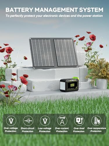 MARBERO 88.8Wh Solar Generator with 21W Solar Panel Included Portable Power Station 80W 110V 120W Max for Camping Outdoor Hiking Fishing Emergency