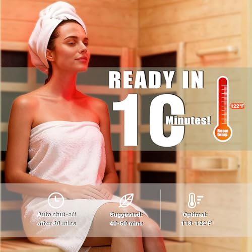 Polar Aurora 1- Person Infrared Sauna, Remotely Controllable Indoor Sauna, Low EMF 1200W/120V LCD Heater, WiFi & BT Control, 9-Color Light Therapy, Safe Flame-Retardant Material, Wood